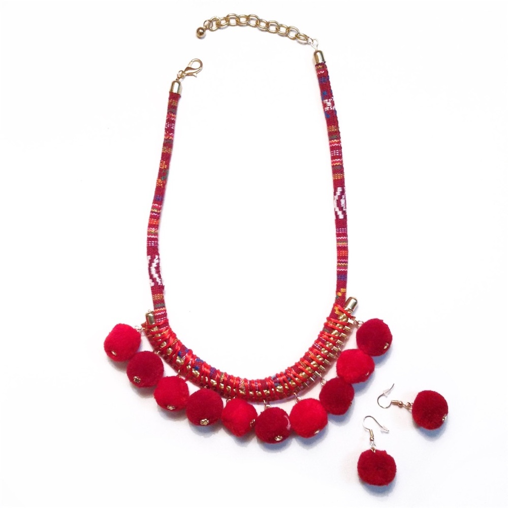 Tribal Statement  Pom Pom necklaces